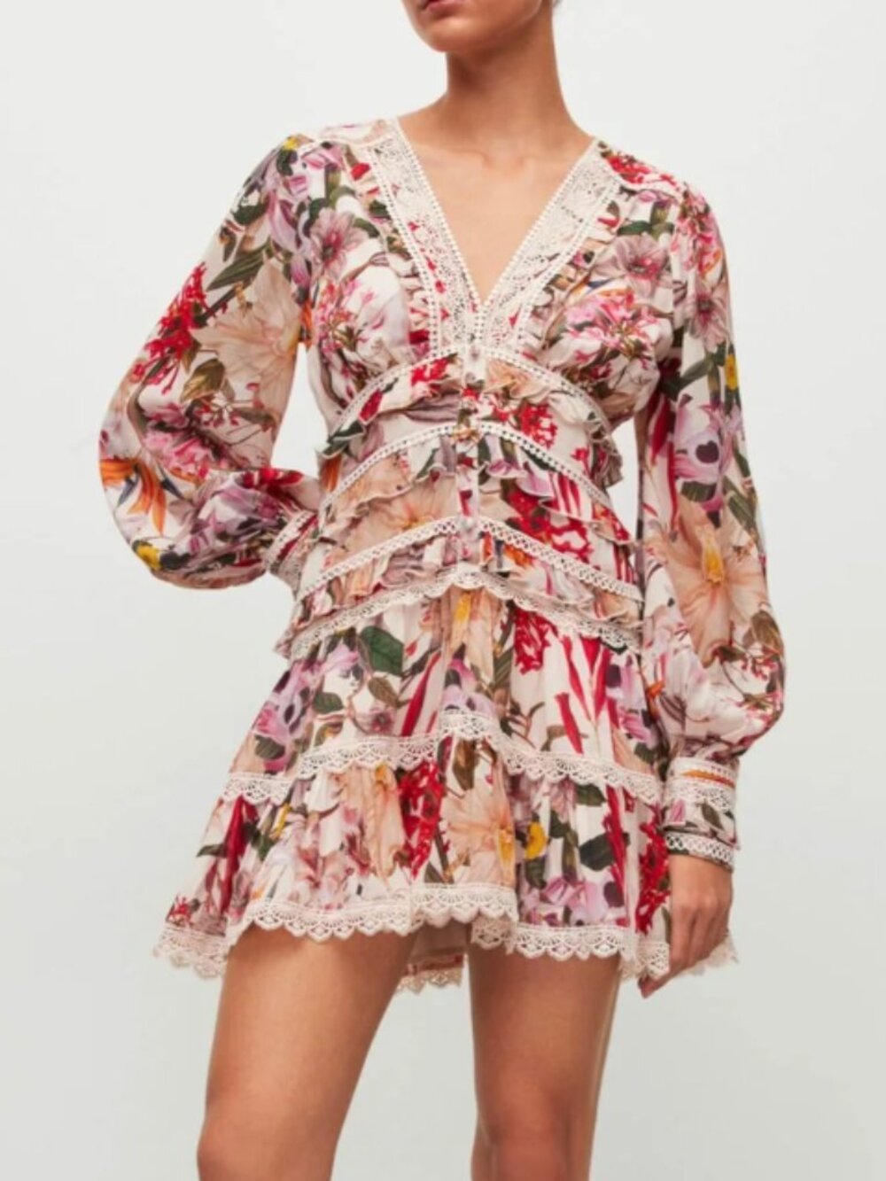 All Saints Zora Leondra V-Neck Ruffled Mini Dress